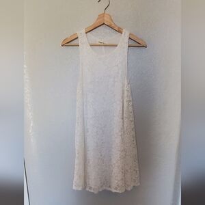 💚5/$25 Ginger G White Lace Overlay Babydoll Sleeveless Dress Size Medium